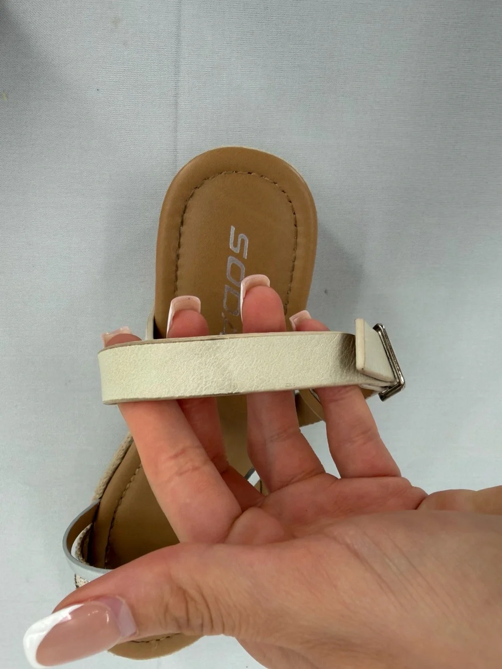 Neutral Espadrille flatform platform sandals rhinestone 7.5 resort vacation